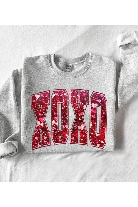 Fleece Sweatshirt Sequin XOXO sweatshirt ASH S 