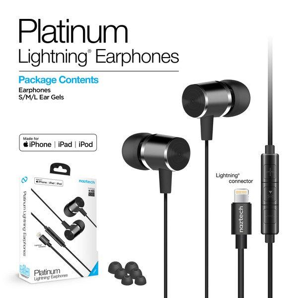 Naztech Platinum High Fidelity Lightning Earbuds - Three Mad Hatters Mercantile 
