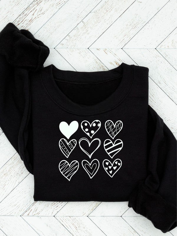 Nine Heart Valentine Sweatshirt sweatshirt Black 2X 