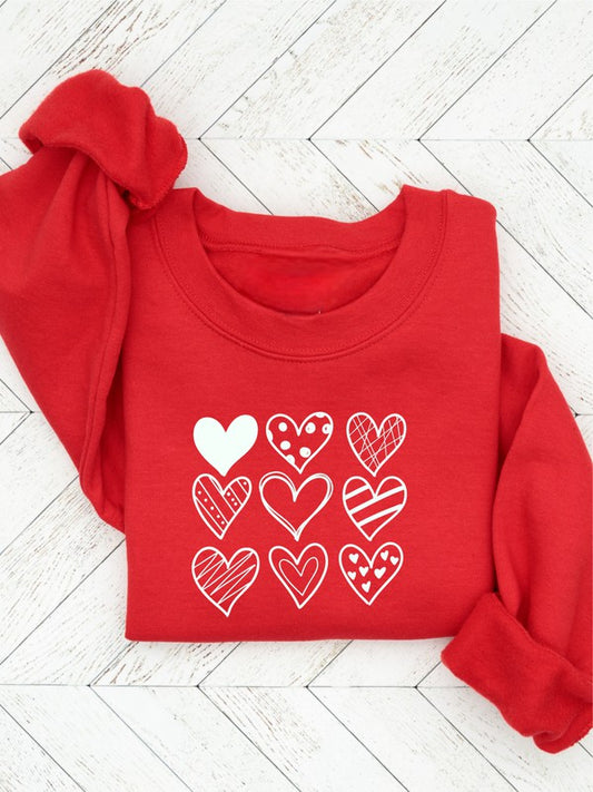 Nine Heart Valentine Sweatshirt sweatshirt Red 2X 