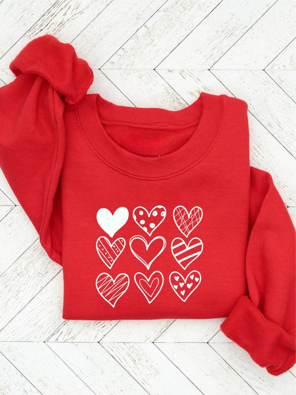 Nine Heart Valentine Sweatshirt sweatshirt Red 2X 