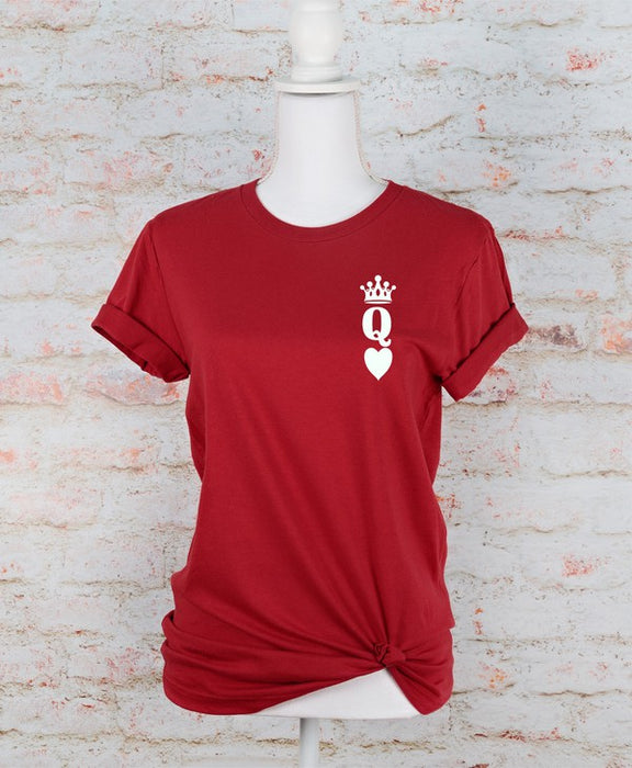 Queen of Hearts Valentine Graphic Tee T- Shirt Canvas Red 2X 