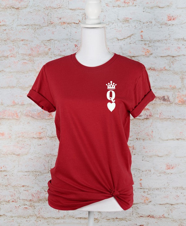 Queen of Hearts Valentine Graphic Tee T- Shirt Canvas Red XS 