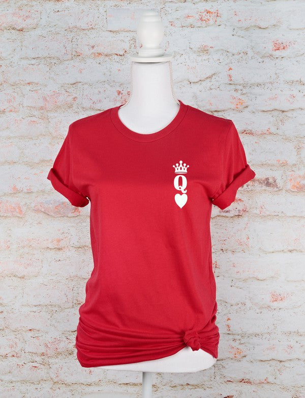 Queen of Hearts Valentine Graphic Tee T- Shirt Red L 