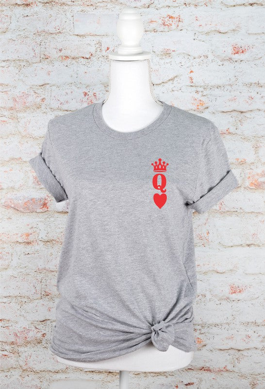 Queen of Hearts Valentine Graphic Tee T- Shirt Oxford Grey 2X 