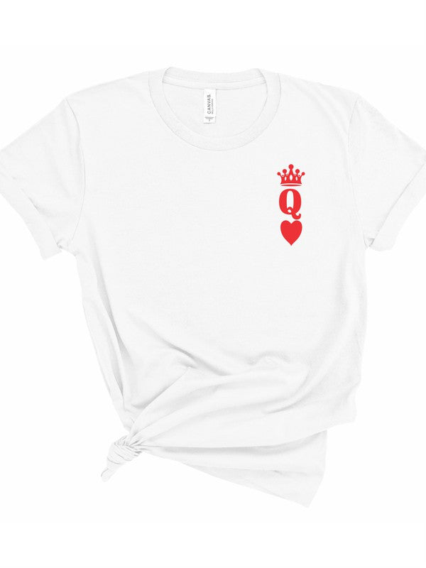 Queen of Hearts Valentine Graphic Tee T- Shirt White L 