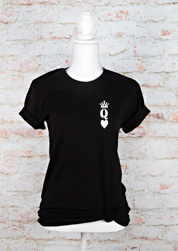 Queen of Hearts Valentine Graphic Tee T- Shirt Black 2X 