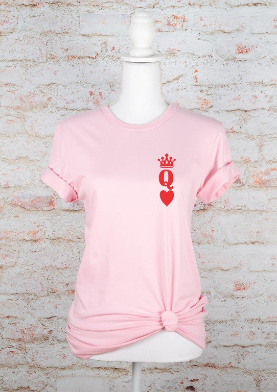 Queen of Hearts Valentine Graphic Tee T- Shirt PInk 2X 