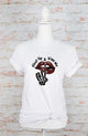 Shup Up and Kiss Me Graphic Tee T- Shirt White L 