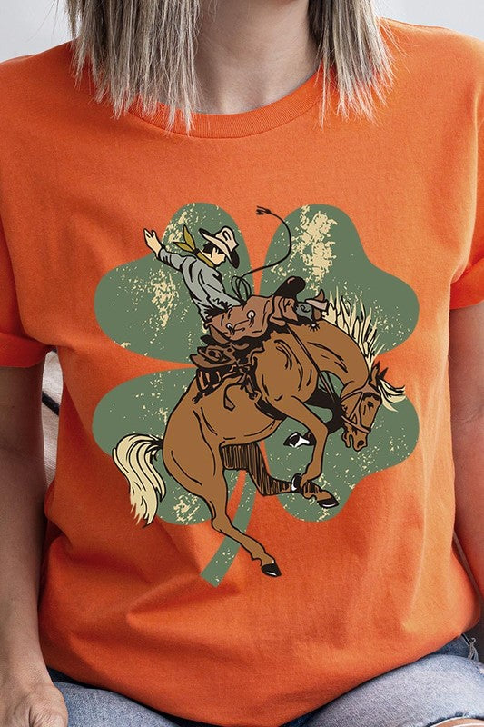 St. Patrick's Day Lucky Bronc Womens SPD T-shirt ORANGE S 