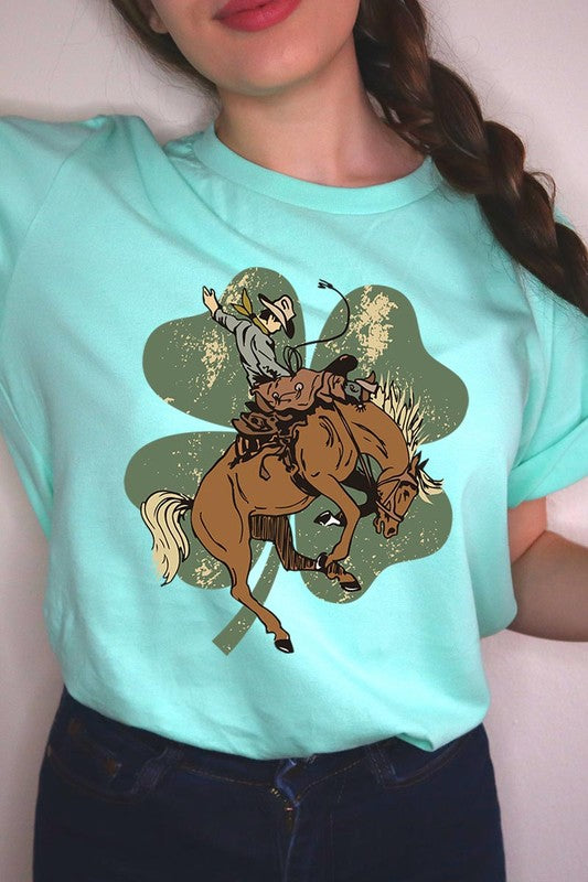 St. Patrick's Day Lucky Bronc Womens SPD T-shirt MINT S 