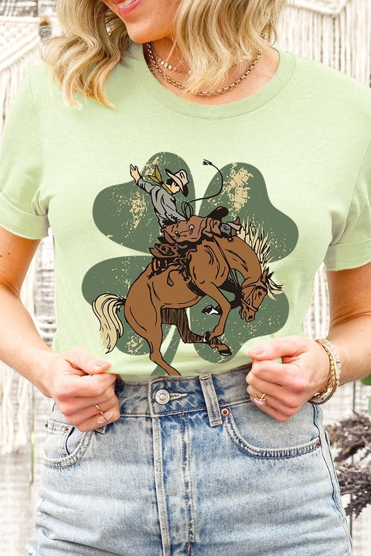 St. Patrick's Day Lucky Bronc Womens SPD T-shirt SPRING GREEN S 