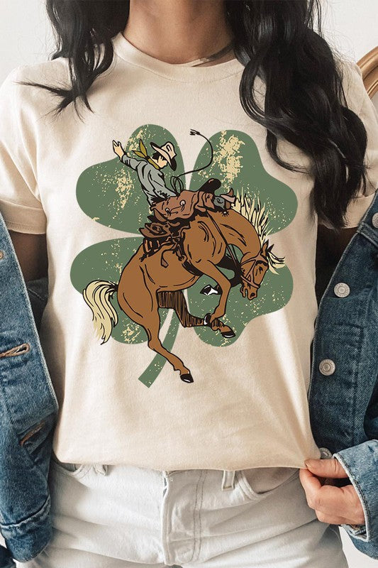 St. Patrick's Day Lucky Bronc Womens SPD T-shirt CREAM S 