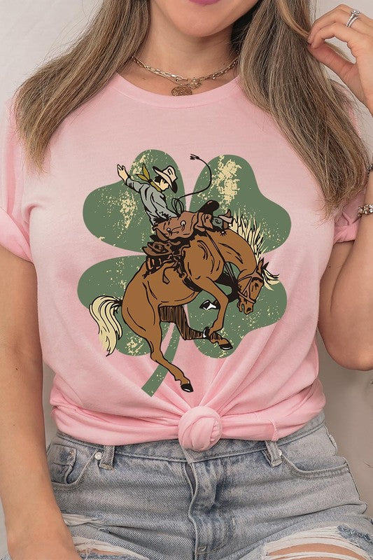 St. Patrick's Day Lucky Bronc Womens SPD T-shirt PINK S 