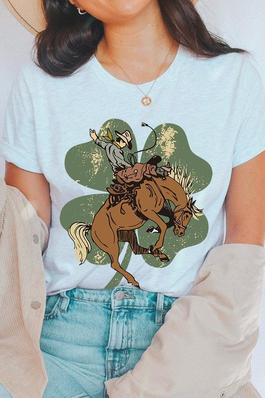 St. Patrick's Day Lucky Bronc Womens SPD T-shirt ASH S 