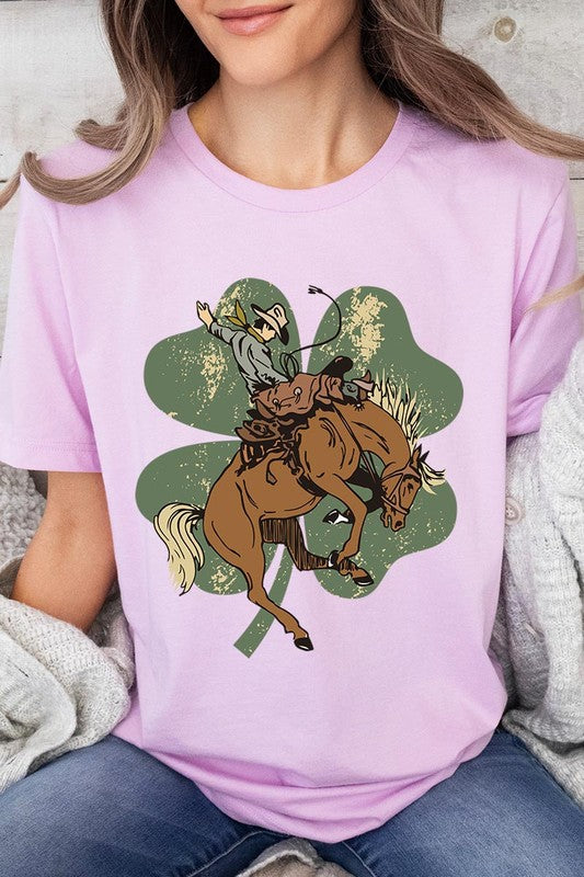 St. Patrick's Day Lucky Bronc Womens SPD T-shirt LILAC S 