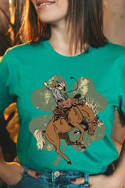 St. Patrick's Day Lucky Bronc Womens SPD T-shirt KELLY GREEN S 