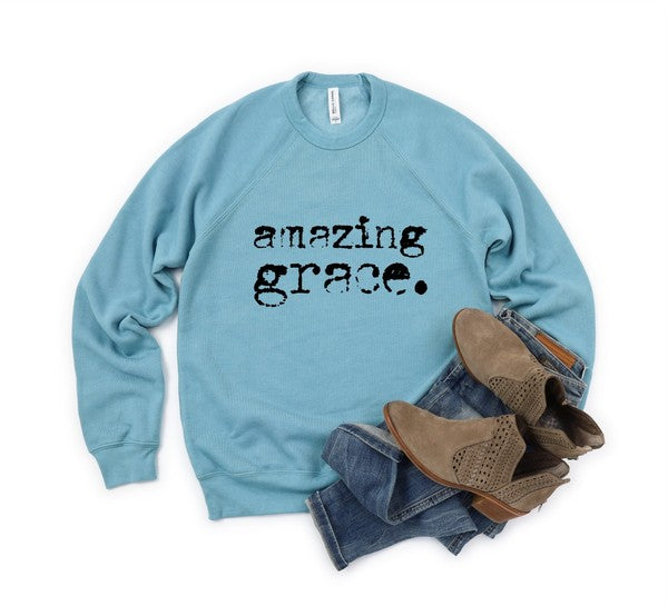 Amazing Grace Premium Crewneck Sweatshirt Graffic Sweatshirt Heather lagoon Blue L 