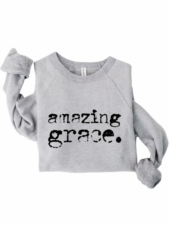 Amazing Grace Premium Crewneck Sweatshirt Graffic Sweatshirt Oxford Grey L 