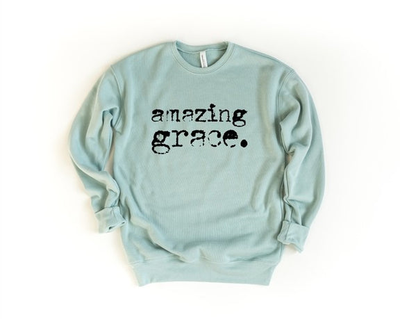 Amazing Grace Premium Crewneck Sweatshirt Graffic Sweatshirt Heather Dusty Blue L 