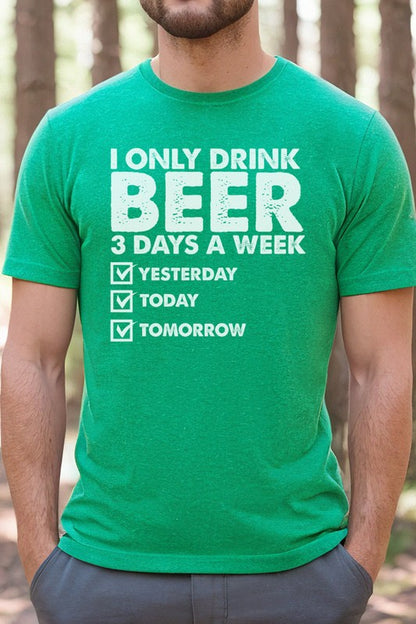 St Patricks Day Drink Beer 3 Days a Week Mens Tee Mens SPD T-shirt heather kelly green L 