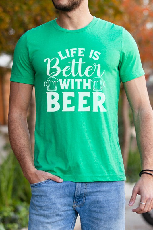 St Patricks Day Life Better With Beer Mens Tee Mens SPD T-shirt heather kelly green L 