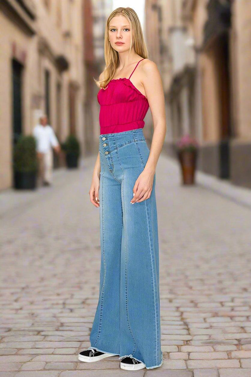 Cheyenne Wide leg Western Jeans - Three Mad Hatters Mercantile 