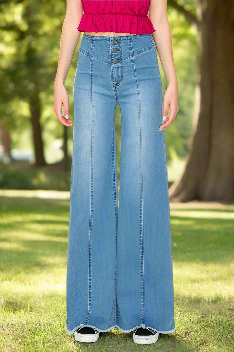 Cheyenne Wide leg Western Jeans - Three Mad Hatters Mercantile 