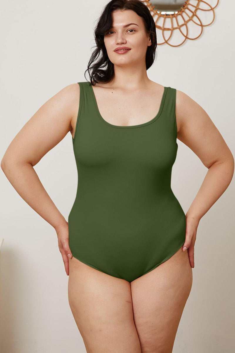 Basic Bae Full Size Square Neck Sleeveless Bodysuit - Three Mad Hatters Mercantile 