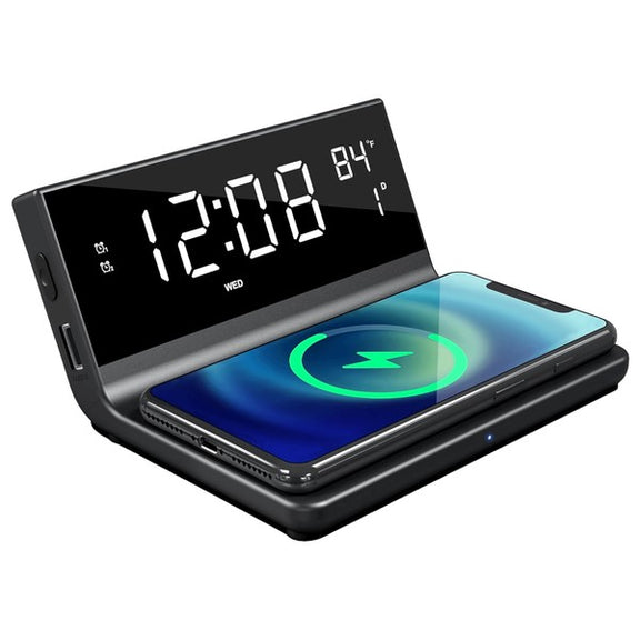 Supersonic Dual Alarm Clock with Wireless Charger  Black One Size 