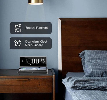 Supersonic Dual Alarm Clock with Wireless Charger