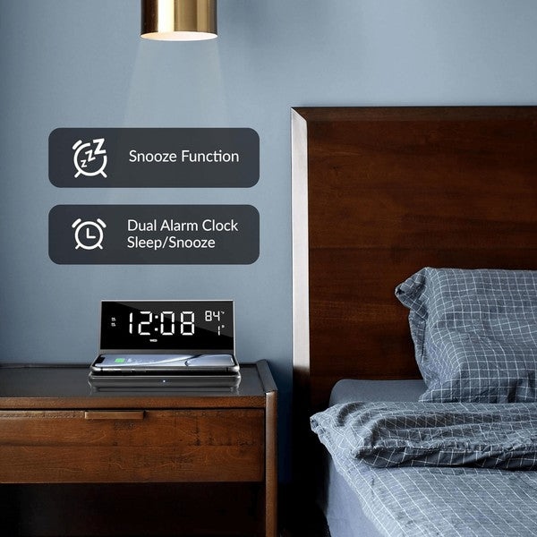 Supersonic Dual Alarm Clock with Wireless Charger    