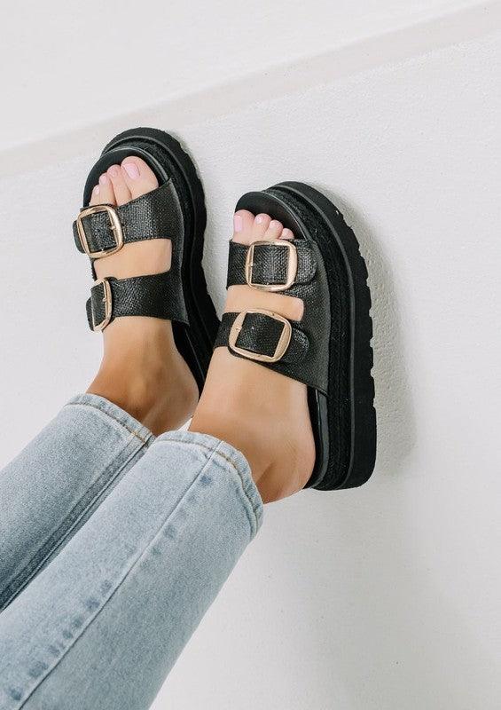 Monique Buckled Platform Shoes - Three Mad Hatters Mercantile 