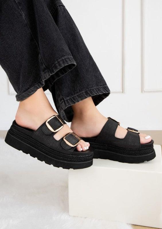 Monique Buckled Platform Shoes - Three Mad Hatters Mercantile 