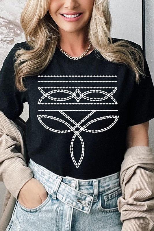 Western Boot Stitch Graphic Tee - Three Mad Hatters Mercantile 