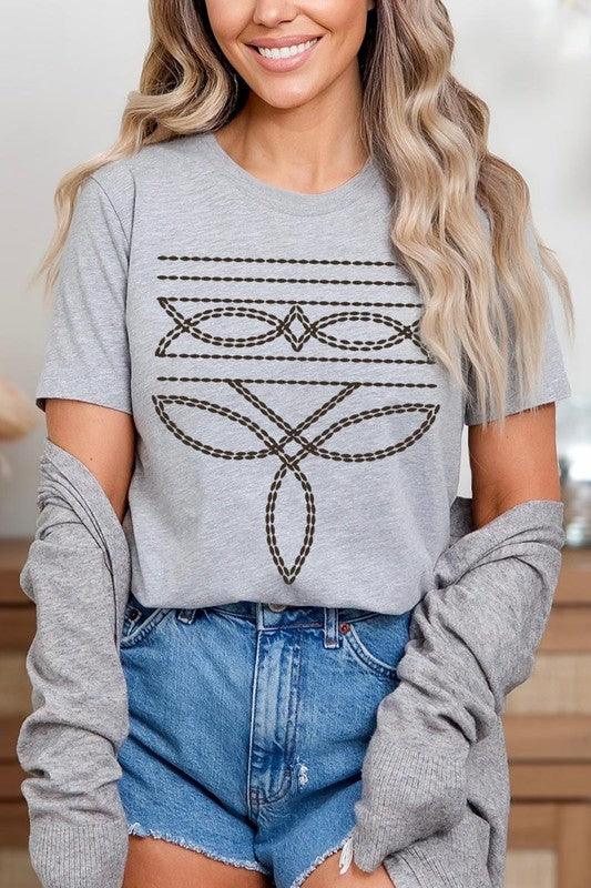 Western Boot Stitch Graphic Tee - Three Mad Hatters Mercantile 