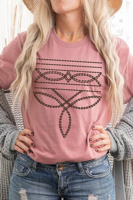 Western Boot Stitch Graphic Tee - Three Mad Hatters Mercantile 