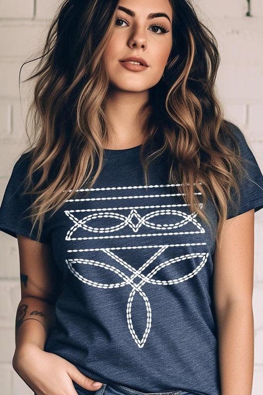 Western Boot Stitch Graphic Tee - Three Mad Hatters Mercantile 