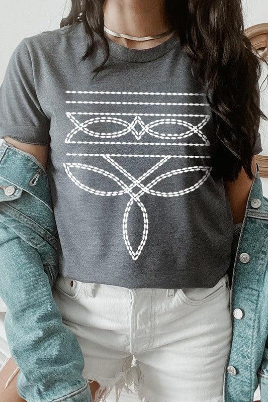 Western Boot Stitch Graphic Tee - Three Mad Hatters Mercantile 