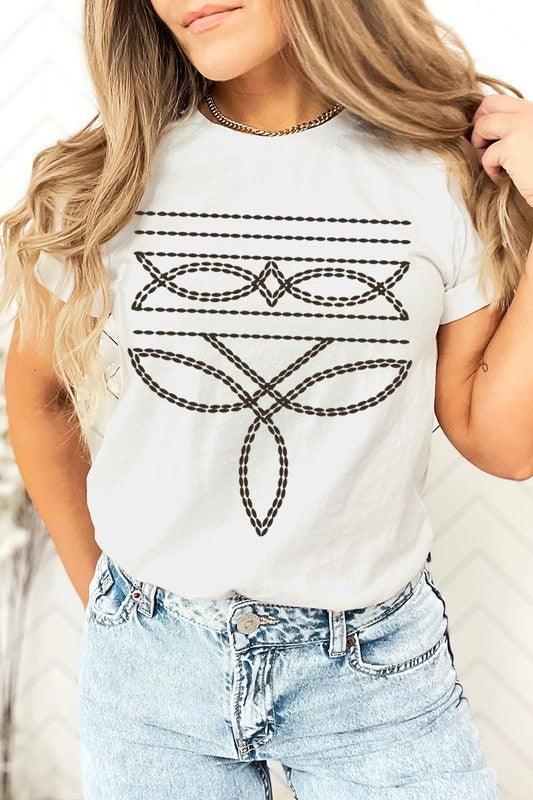 Western Boot Stitch Graphic Tee - Three Mad Hatters Mercantile 