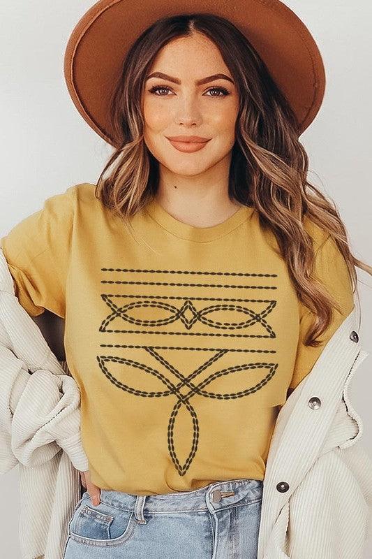 Western Boot Stitch Graphic Tee - Three Mad Hatters Mercantile 