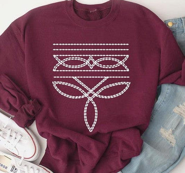 Western Boot Stitch Graphic Fleece Sweatshirts