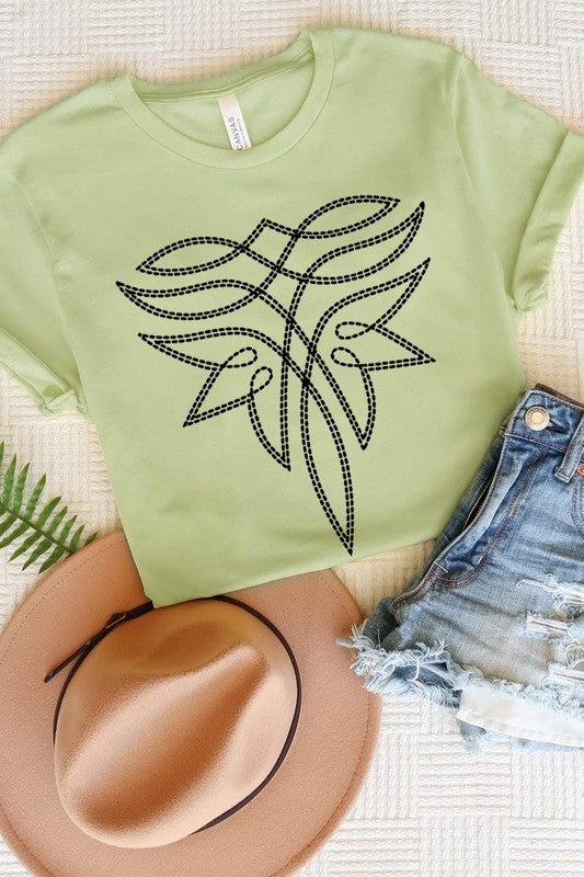 Western Boot Stitch Graphic T Shirts  SPRING GREEN S 