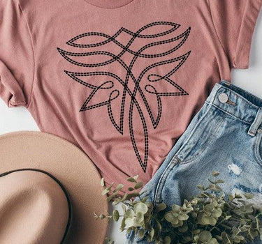 Western Boot Stitch Graphic T Shirts