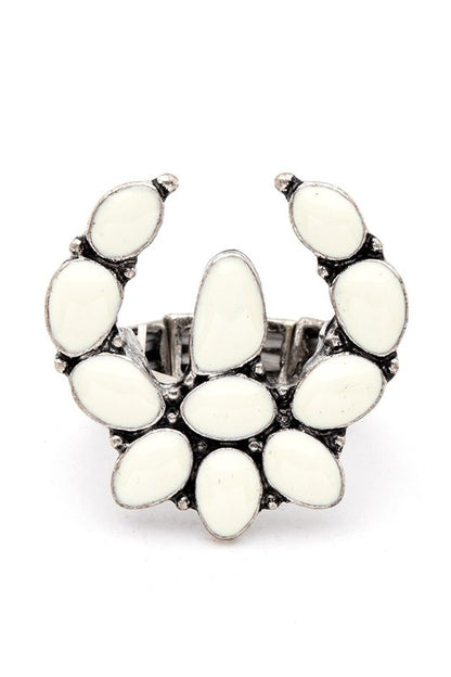 Squash Blossom Western Stretch Ring Western Stretch Ring White O/S 