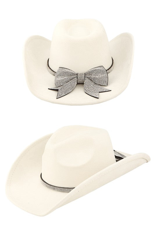 Rhinestone Ribbon Fedora Hat Rhinestone Ribbon Fedora Hat IVORY OS 