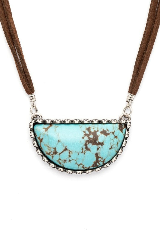 Stone Pendant Western Necklace Western Necklace Turquoise O/S 