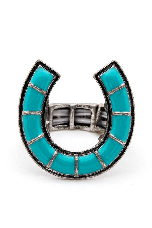 Horse Shoe Iconic Western Stretch Ring Western Stretch Ring Turquoise O/S 