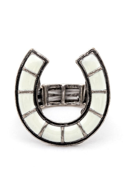 Horse Shoe Iconic Western Stretch Ring Western Stretch Ring White O/S 