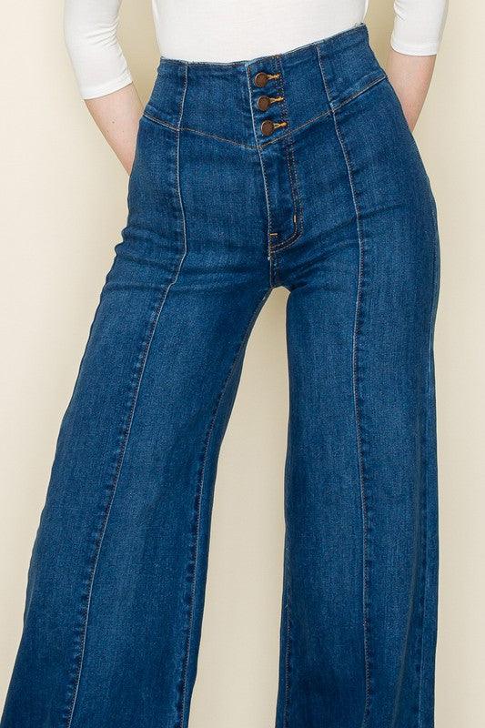 Cheyenne Wide leg Western Jeans - Three Mad Hatters Mercantile 